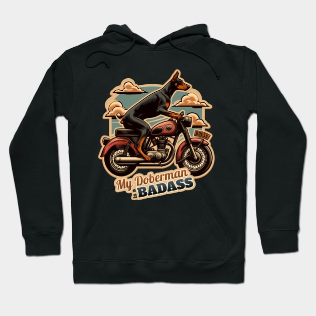 Biker Doberman Hoodie by k9-tee